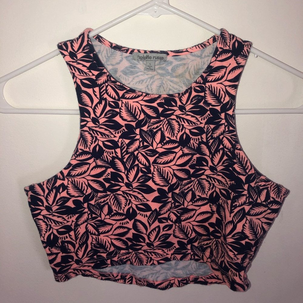 bright pink floral crop top